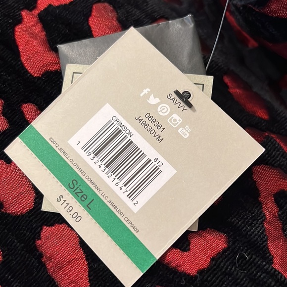 NWT John Mark Black Velvet Red Leopard Button Vest L - Picture 6 of 7